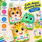 Animal drawing book for kids with fun animal illustrations for drawing and coloring